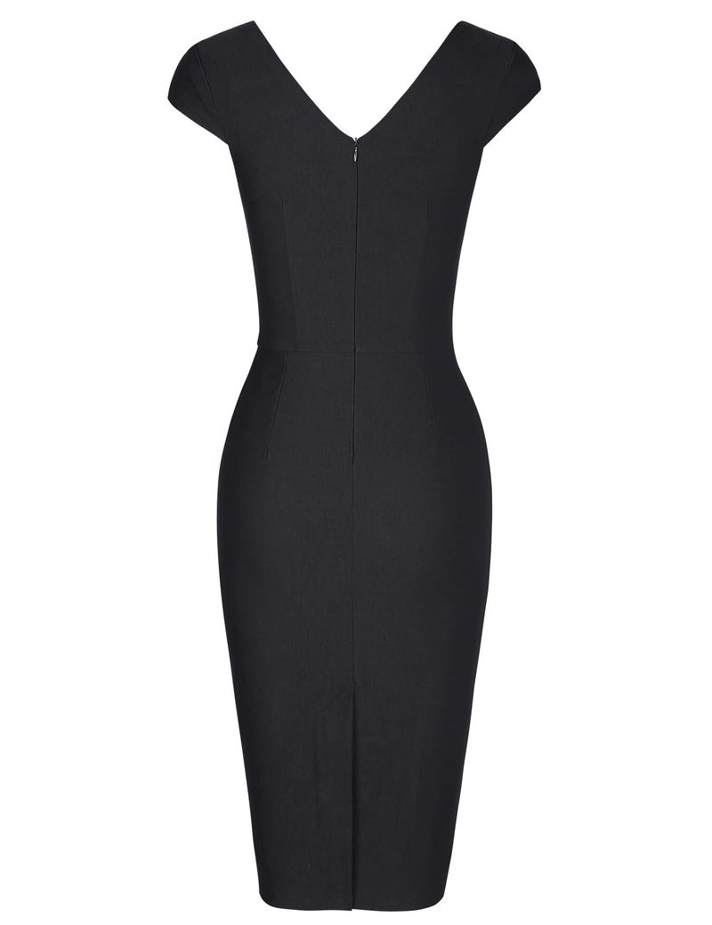 MUXXN Women's Classy Vintage Sleeveless Ruched Waist Juniors Party Dress (Black S) - Image 4